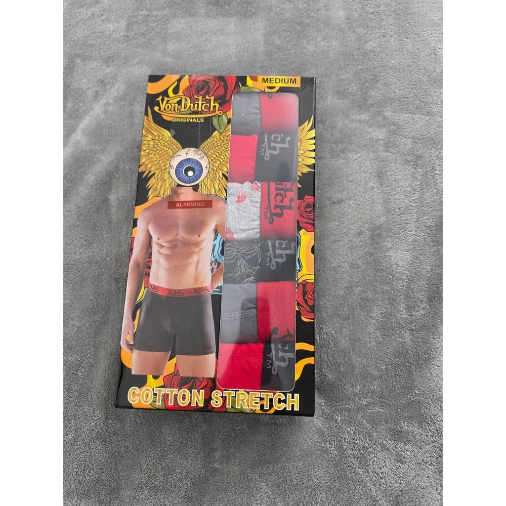 Von Dutch Originals Mens 6 Pack Cotton Stretch Boxer Briefs Medium